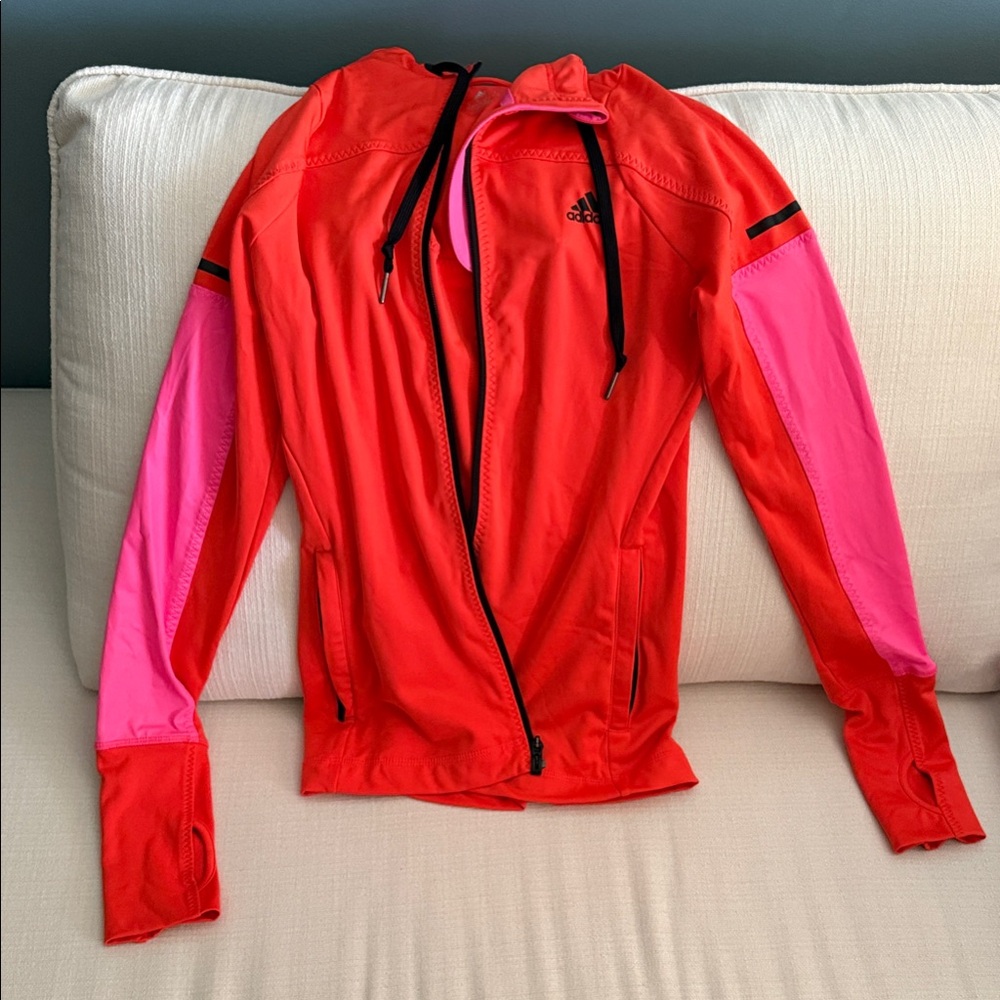 Adidas Women's Vibrant Red and Pink Utility Jacket